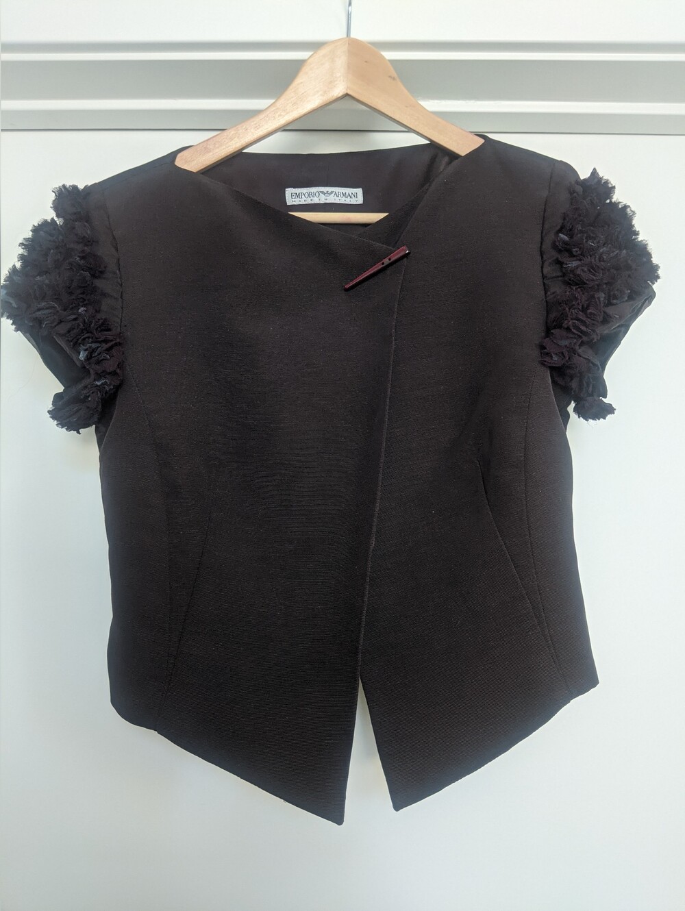 Emporio ARMANI Brown Structured Short Sleeve Blouse